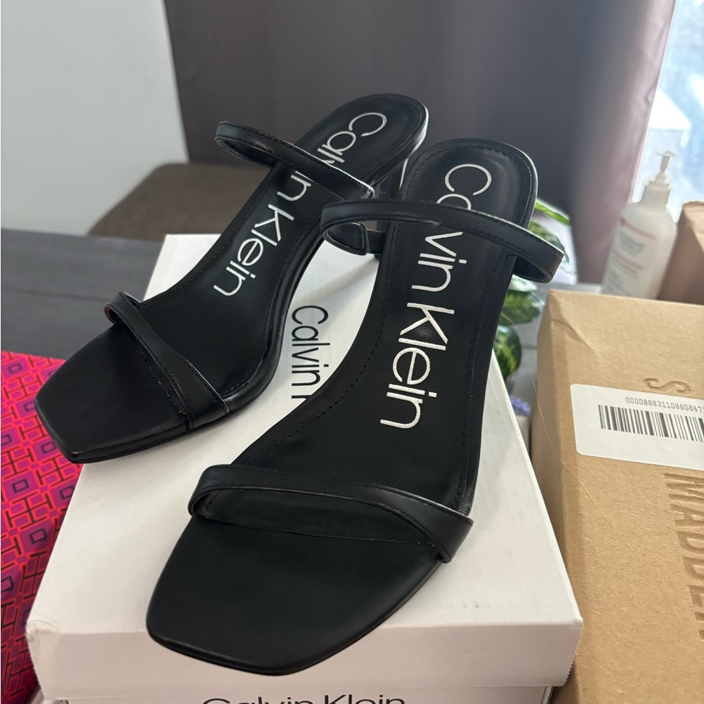 Calvin Klein Black Leather Sandals
